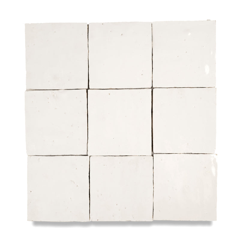 Soft White Zellige Tile - 4x4 Square