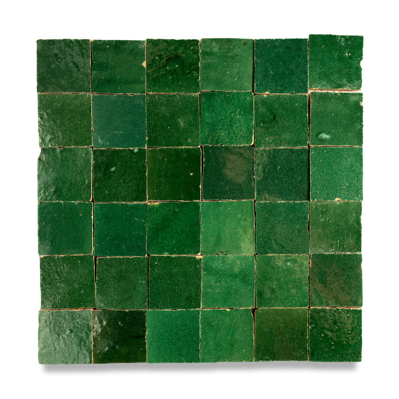 Medina Emerald Zellige Tile - 2x2 Mosaic