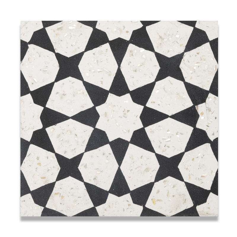 Spark 50 Mother of Pearl Terrazzo Tile: 6” x 6”