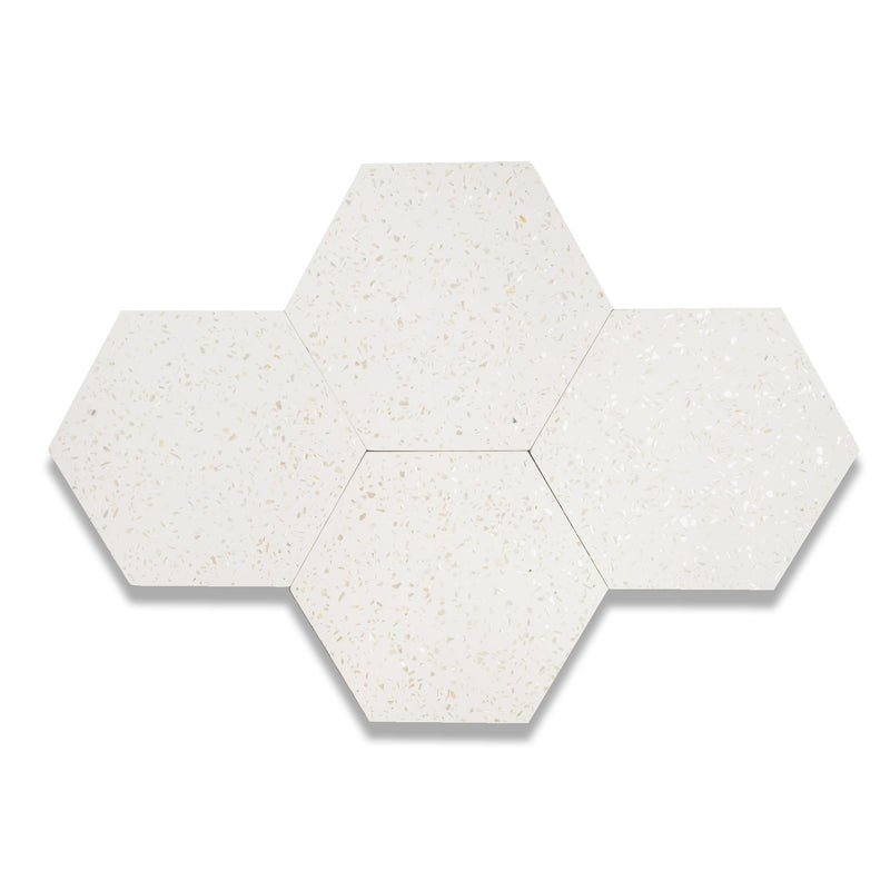 Hexagon Mother of Pearl Terrazzo Cement Tile