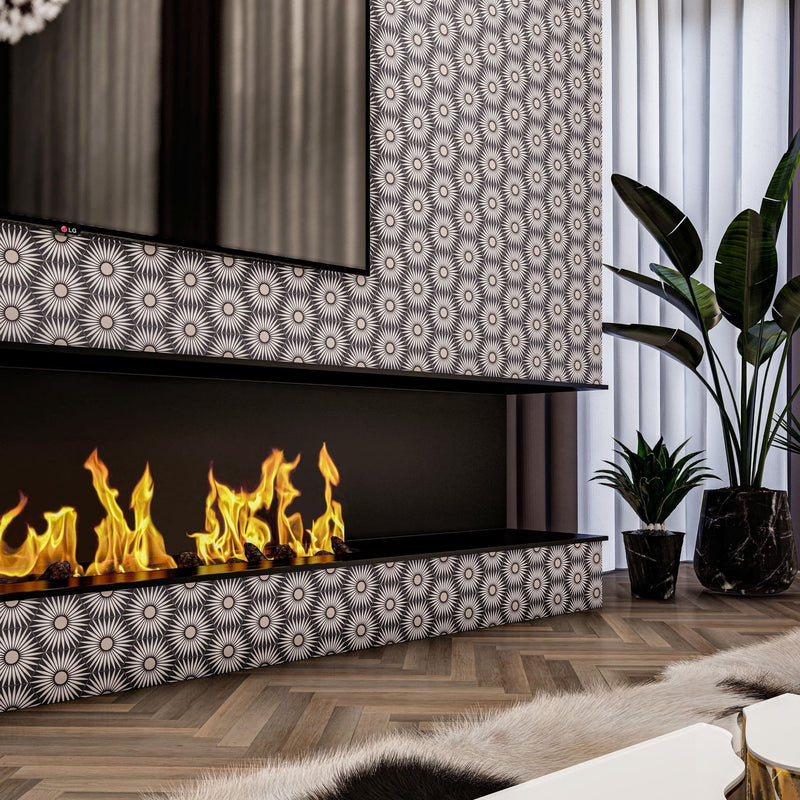 Rise Hexagon Tile: 6” x 7” - LiLi Tile fireplace