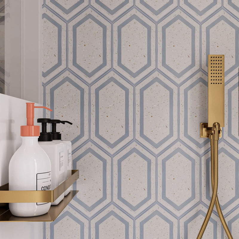 Tiffany Series | Mother of Pearl Terrazzo Hexagon Cement Tile