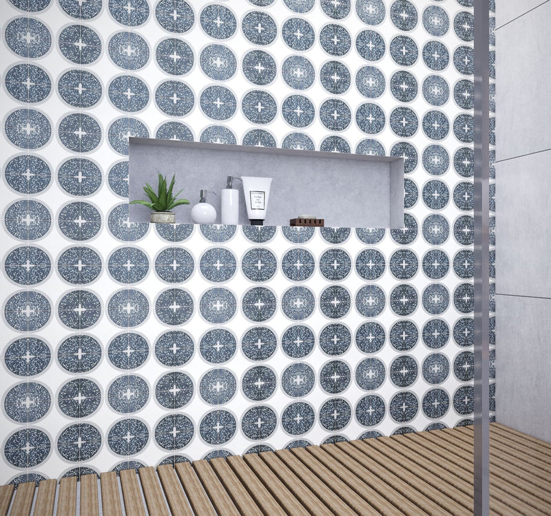 Centro Mother of Pearl Terrazzo Cement Tile - LiLi Tile bathroom