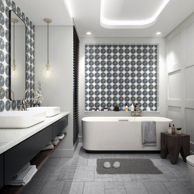 Centro Mother of Pearl Terrazzo Cement Tile - LiLi Tile bathroom