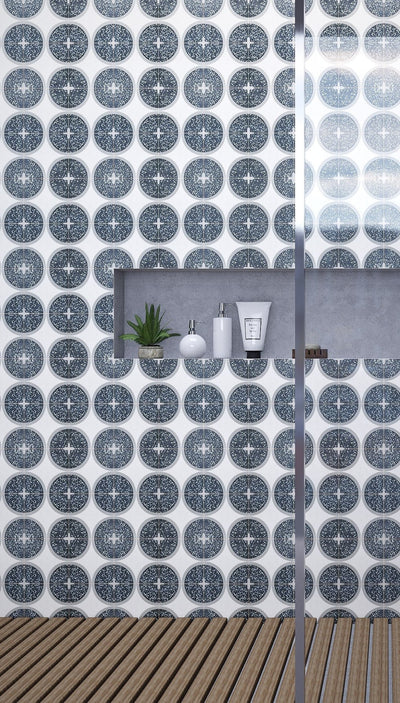 Centro Mother of Pearl Terrazzo Cement Tile - LiLi Tile bathroom