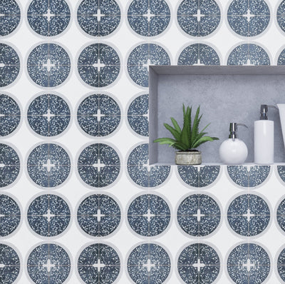 Centro Mother of Pearl Terrazzo Cement Tile - LiLi Tile bathroom