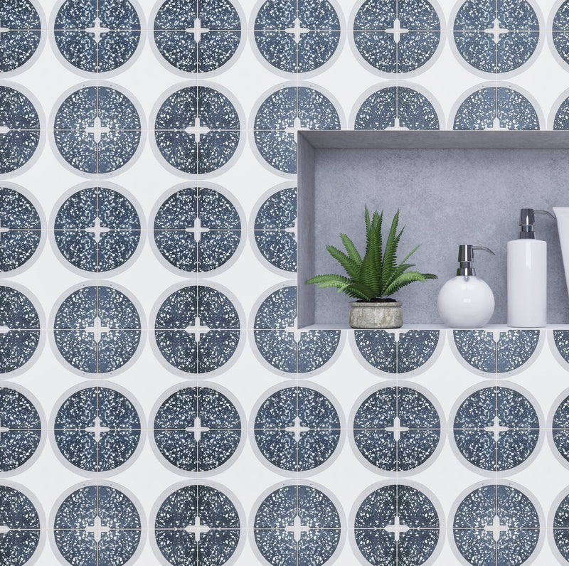 Centro Mother of Pearl Terrazzo Cement Tile - LiLi Tile bathroom