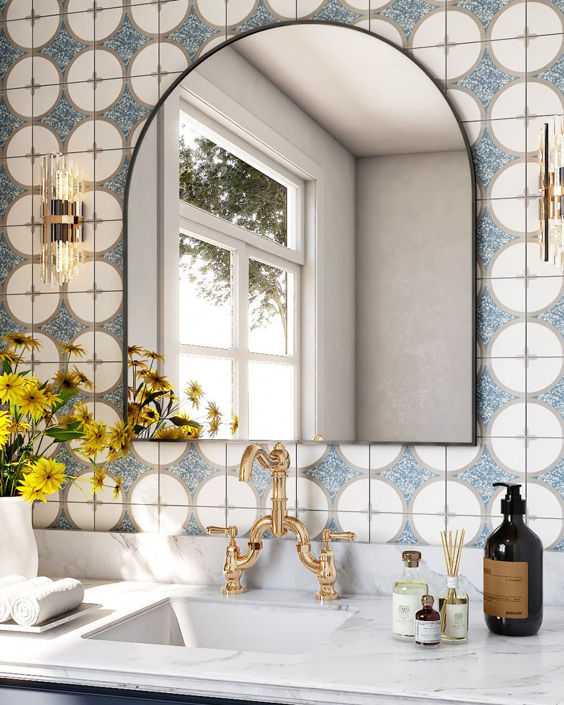 Centro Mother of Pearl Terrazzo Cement Tile - LiLi Tile bathroom