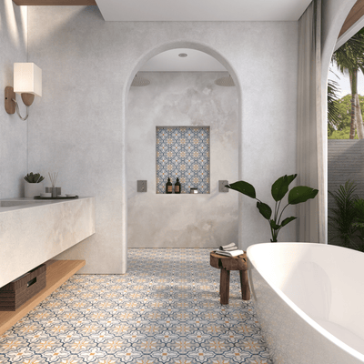 Florence Tile: 8” x 8” - LiLi Tile bathroom